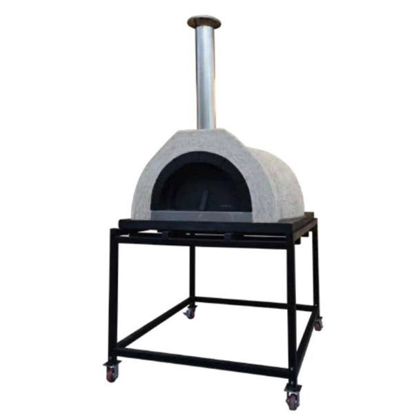 WPPO DIY 55-Inch D x 52-Inch W x 31-Inch H Tuscany Wood Fired Pizza Oven with Stainless Steel Flue & Black Door (WDIY-AD100)