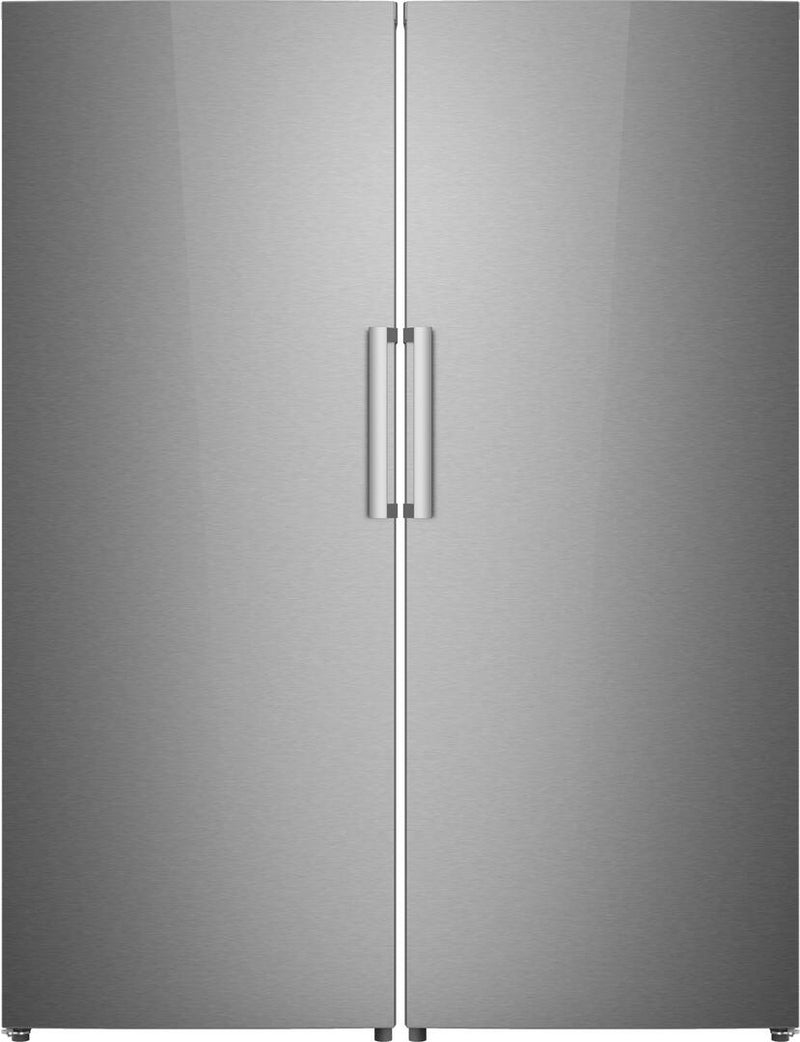 Forte 56-Inch Side-by-Side Refrigerator & Freezer, Reversible Door, LED Lighting, Multi-Flow Cooling System, in Stainless Steel (1466159)