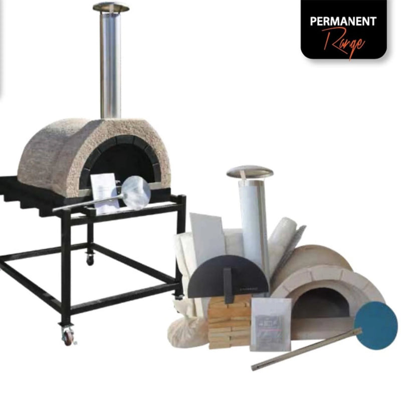 WPPO DIY 50-Inch D x 39-Inch W x 25-Inch H Tuscany Wood Fired Oven with Stainless Steel Flue & Black Door (WDIY-ADFUN)