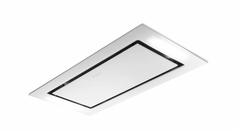 Faber 48-Inch Stratus Isola Ceiling Mounted Convertible Range Hood 600 CFM Capable in White Glass (Blower Sold Separately) (STRTIS48WHNB)