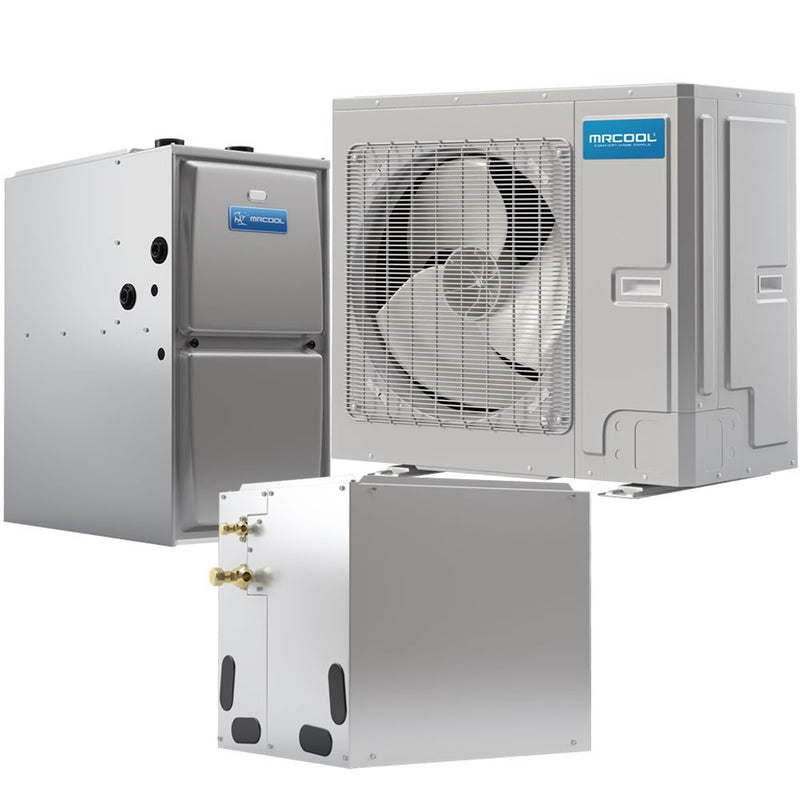 MRCOOL Universal Series - Central Air Conditioner & Gas Furnace Split System - 2-to-3 Ton, 18-to-20 SEER, 36K BTU, 80% AFUE - 14.5-Inch Cabinet - Downflow