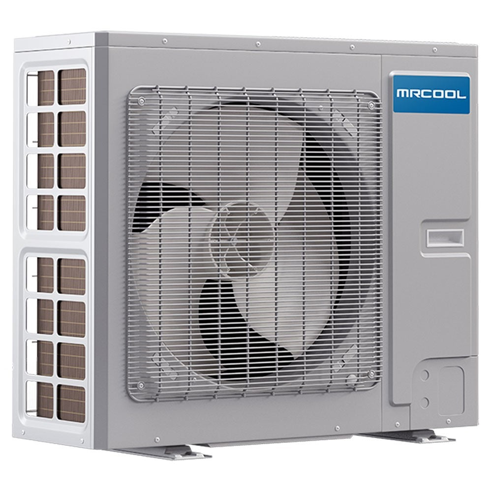 MRCOOL outdoor A/C inverter condenser with front fan grille and side louver panels
