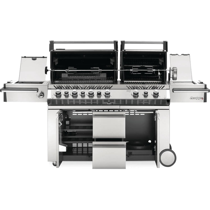 Napoleon 94-Inch Prestige Pro 825 RSBI Propane Gas Grill with Power Side Burner, Infrared Rear & Bottom Burners in Stainless Steel (PRO825RSBIPSS-3)