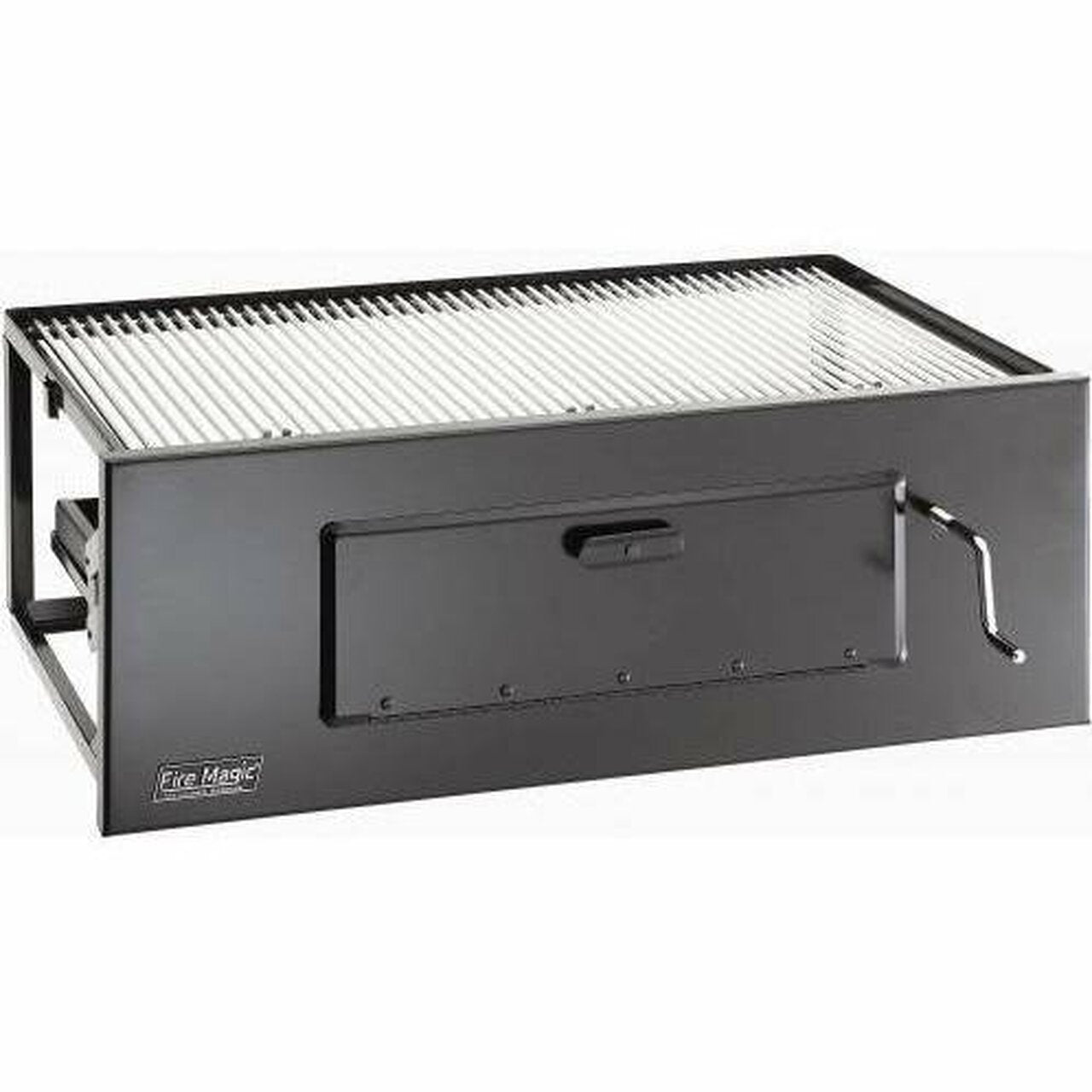 Fire Magic built-in charcoal grill with open top grate and front control panel