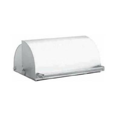 Light gray rectangular grill oven lid with curved ends and front handle