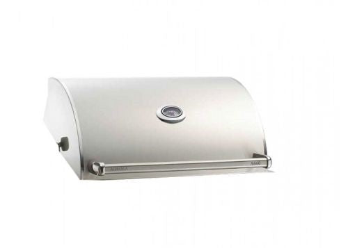 Stainless steel oven hood, curved canopy with control knob and vent