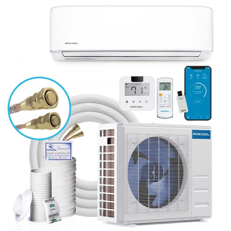 MRCOOL E Star 36K BTU, 3 Ton, 16 SEER, Heat Pump Condenser & Wall Mount Air Handler with Enhanced WiFi and 25 Ft. Lineset (DIY-36-HP-230B25)