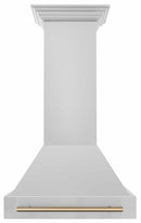 ZLINE Autograph Edition 2-Piece Appliance Package - 30-Inch Gas Range & Wall Mounted Range Hood in Stainless Steel with Champagne Bronze Trim (2AKP-SGRRH30-CB)
