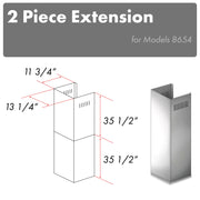 ZLINE 2-Piece 36-Inch Chimney Extensions for 10 Ft. to 12 Ft. Ceiling (2PCEXT-8654ST)