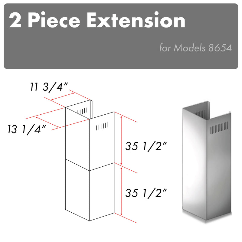 ZLINE 2-36-Inch Chimney Extensions for 10 ft. to 12 ft. Ceilings (2PCEXT-8654ST)