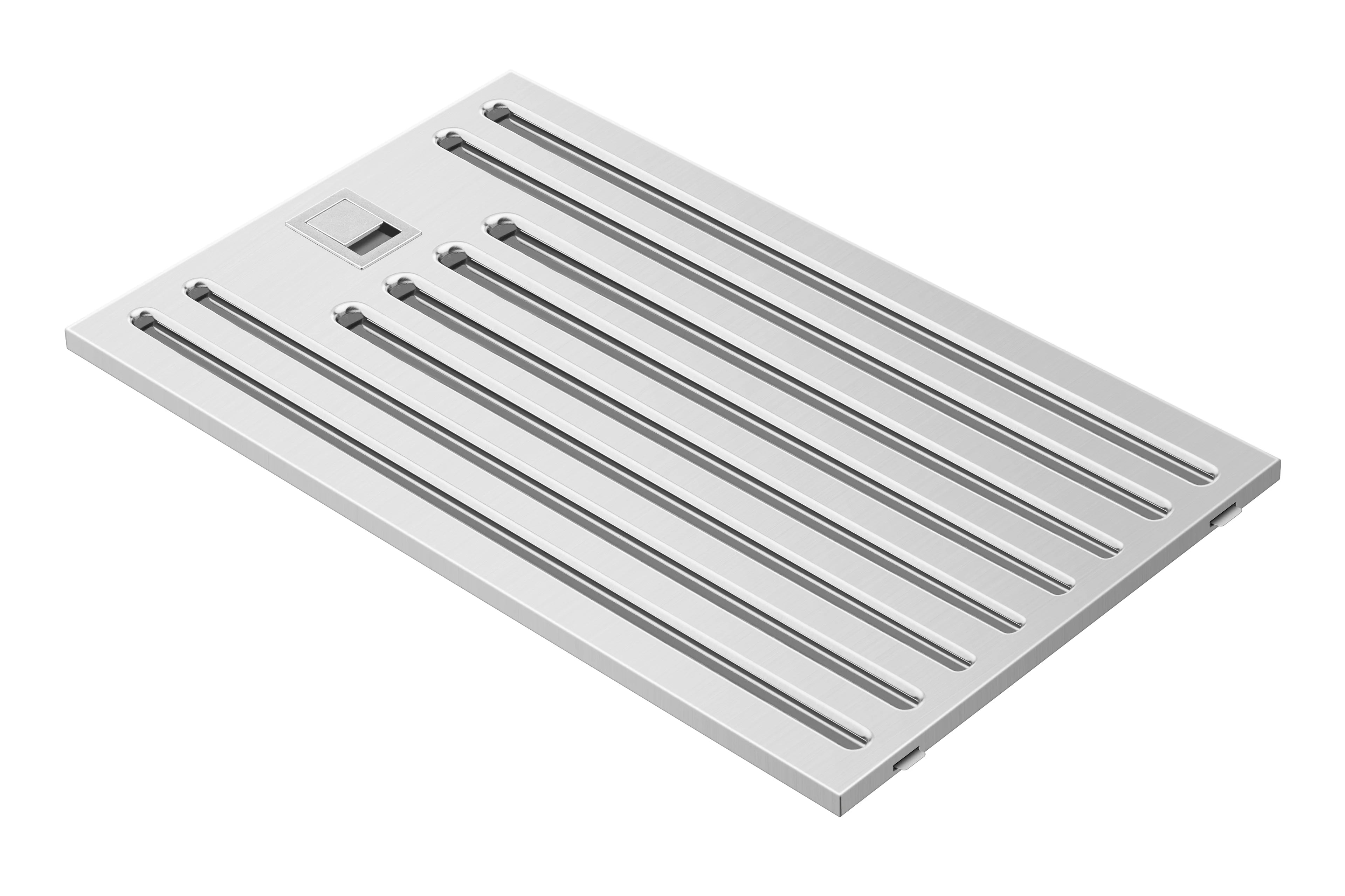Stainless steel range hood grease filter with long slotted channels