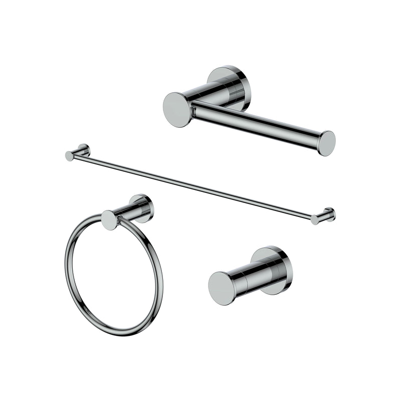 ZLINE Emerald Bay Bathroom Accessories Package with Towel Rail, Hook, Ring and Toilet Paper Holder in Chrome (4BP-EMBYACC-CH)