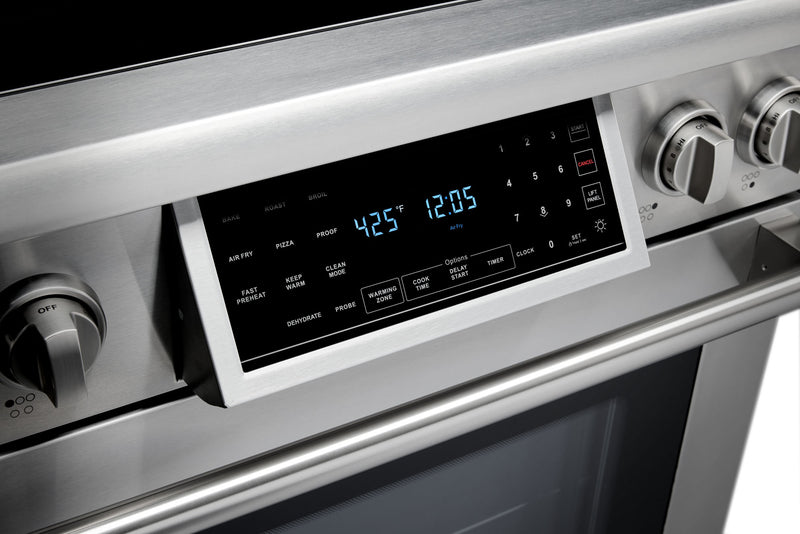 Thor Kitchen 5-Piece Appliance Package - 30-Inch Electric Range with Tilt Panel, Refrigerator with Water Dispenser, Wall Mount Hood, Dishwasher, & Microwave Drawer in Stainless Steel