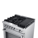 Forno 5-Piece Appliance Package - 30-Inch Gas Range with Air Fryer, Refrigerator with Water Dispenser, Wall Mount Hood, 24-Inch Microwave Drawer, & 3-Rack Dishwasher in Stainless Steel