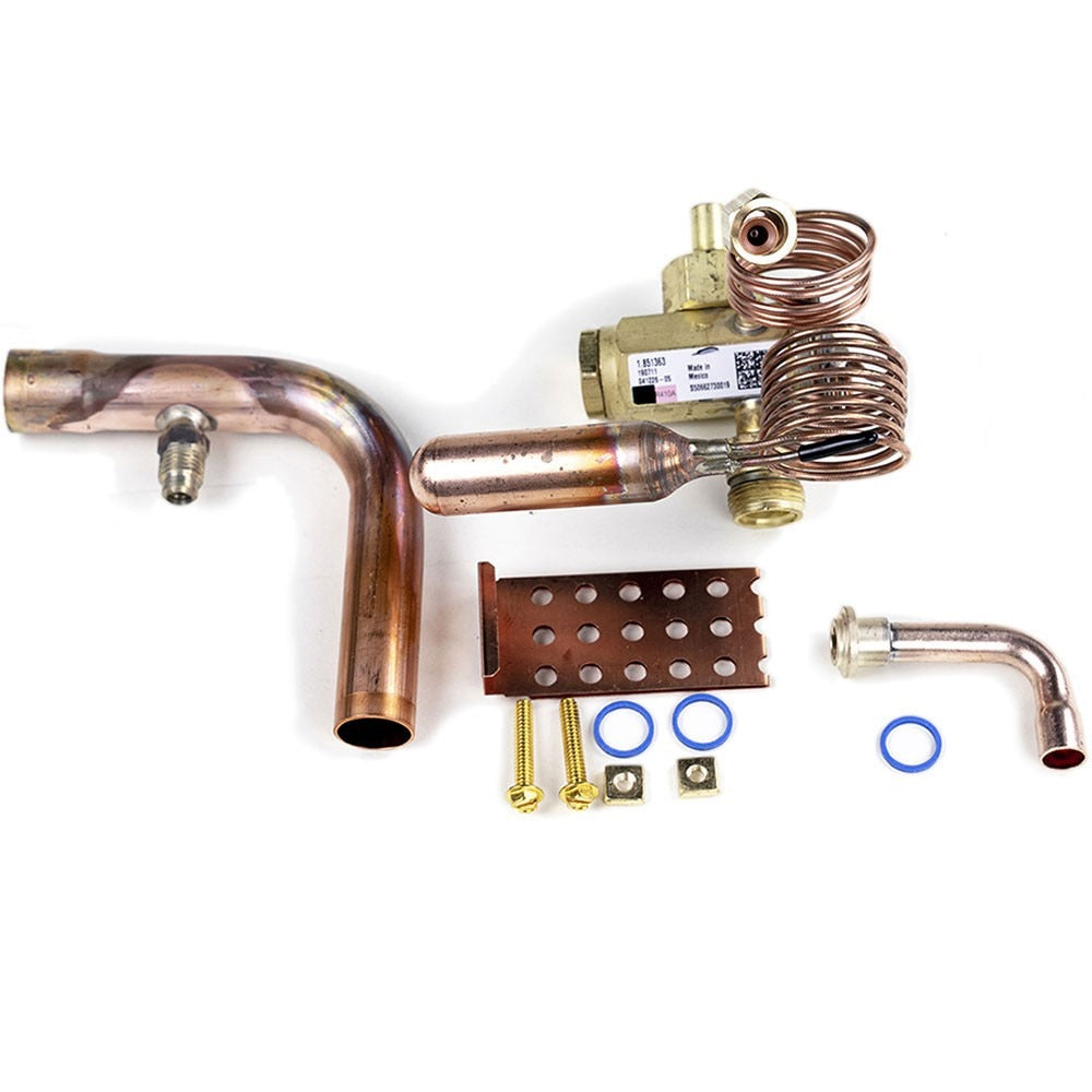 MRCOOL thermostatic expansion valve kit with copper tubing, sensing bulb, and fittings