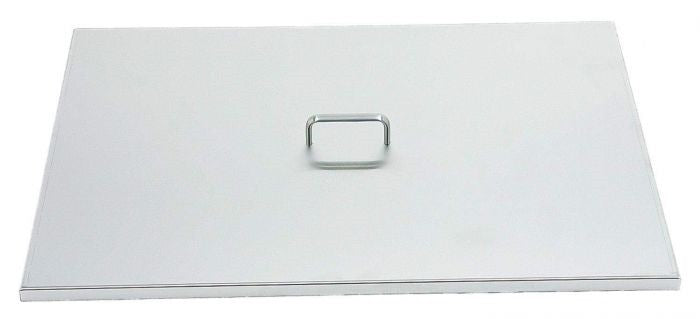 Stainless steel grid cover with rectangular build and centered latch handle