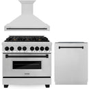 ZLINE Autograph Edition 3-Piece Appliance Package - 36-Inch Dual Fuel Range, Wall Mounted Range Hood, & 24-Inch Tall Tub Dishwasher in Stainless Steel with Matte Black Trim (3AKP-RARHDWM36-MB)