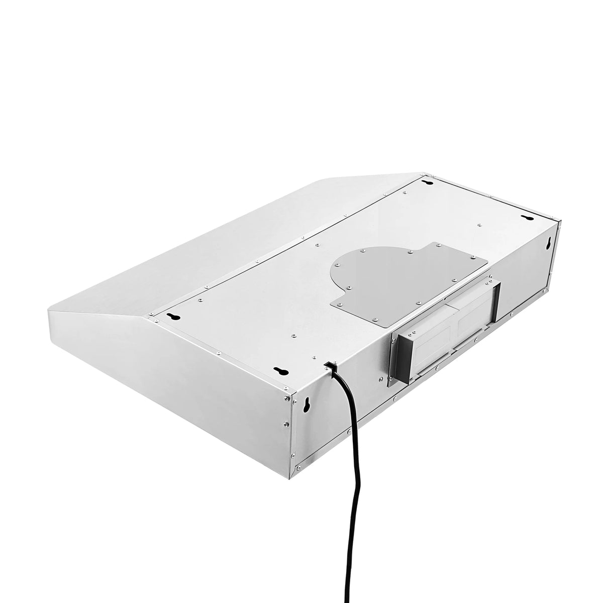 Ducted under-cabinet range hood blower compartment with top access panel
