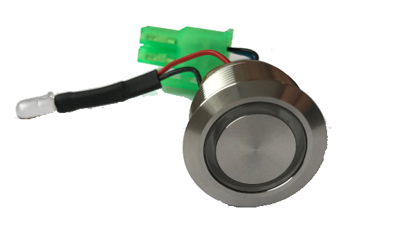 DoorBird illuminated call button for D20X, round stainless steel face with black ring and wiring