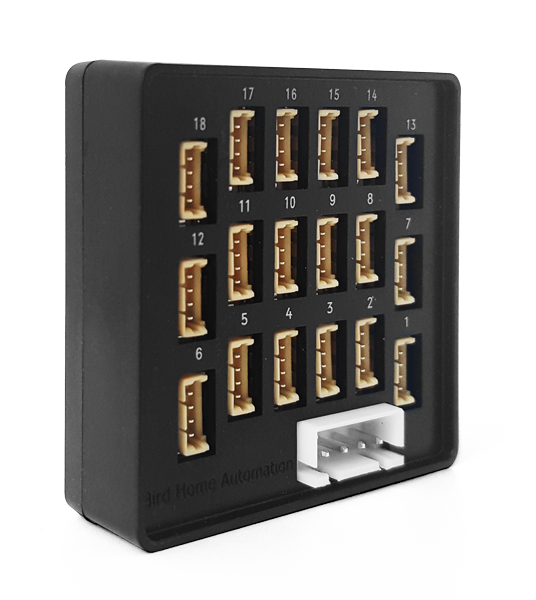 DoorBird MTM18A black multi-tenant module with 18 numbered ports