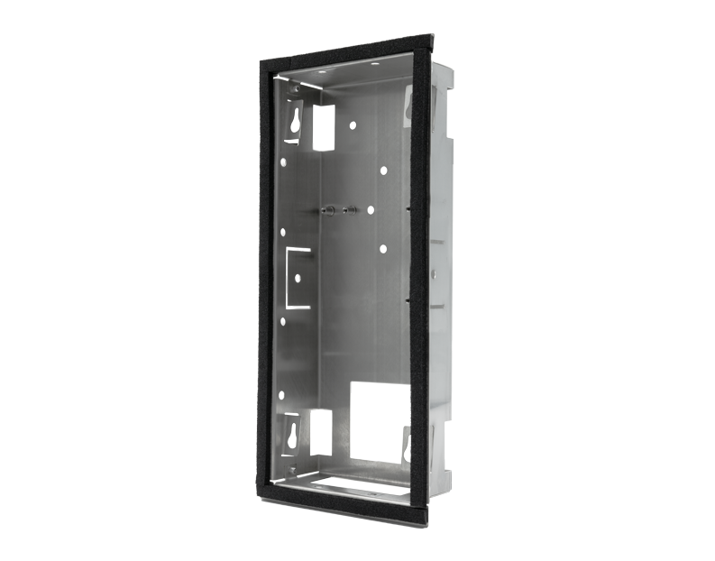 DoorBird flush-mounting housing backbox for fingerprint door station, metal frame with openings