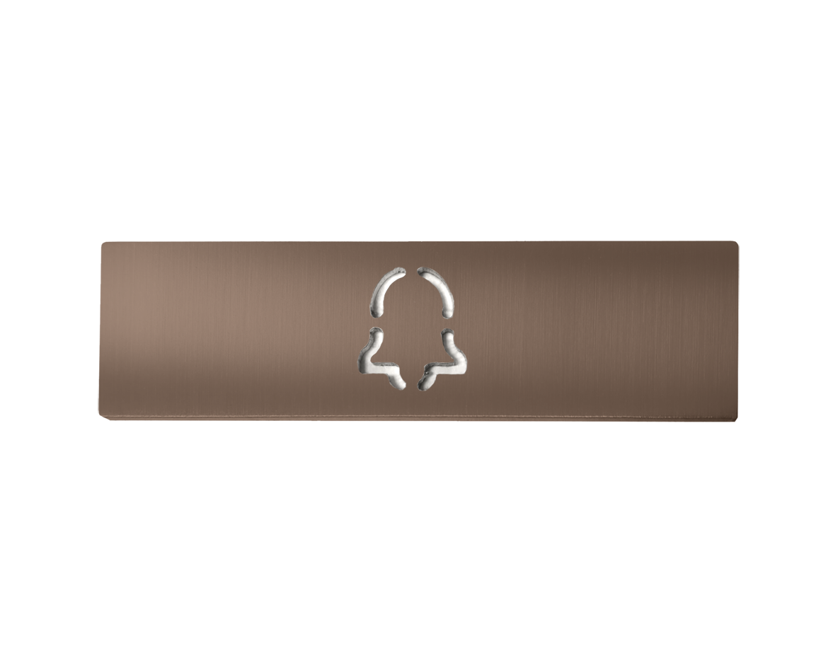 Bronze engraved nameplate with raised call button emblem