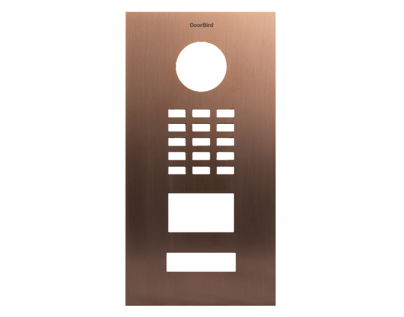 DoorBird bronze front panel with circular opening and button grille
