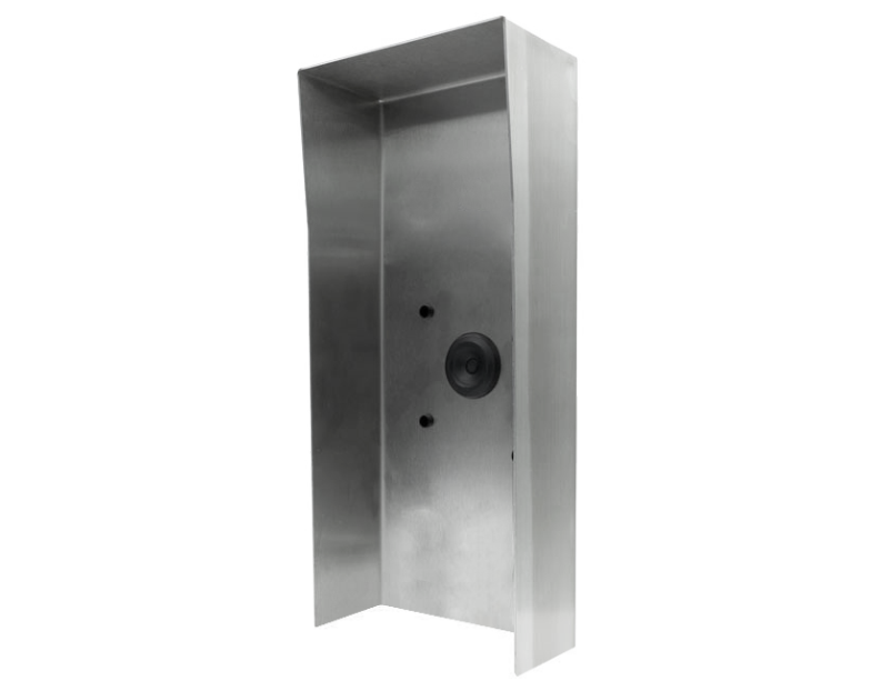 DoorBird stainless steel protective hood with circular mounting opening