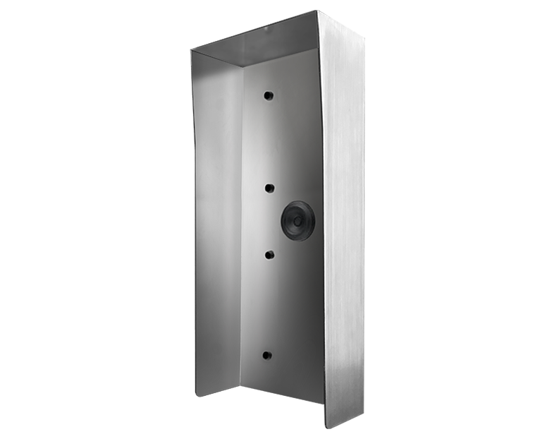 Stainless steel surface-mount protective hood housing with round opening