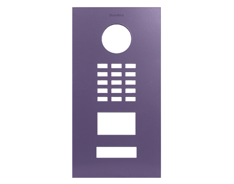 DoorBird D2101V front panel, blue lilac with lens and button openings