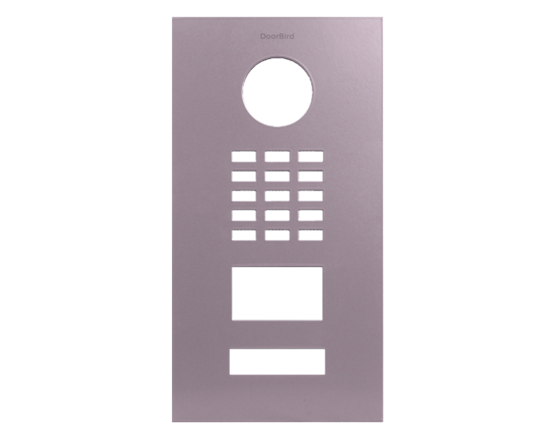 DoorBird pastel violet front panel with circular speaker opening and keypad grille
