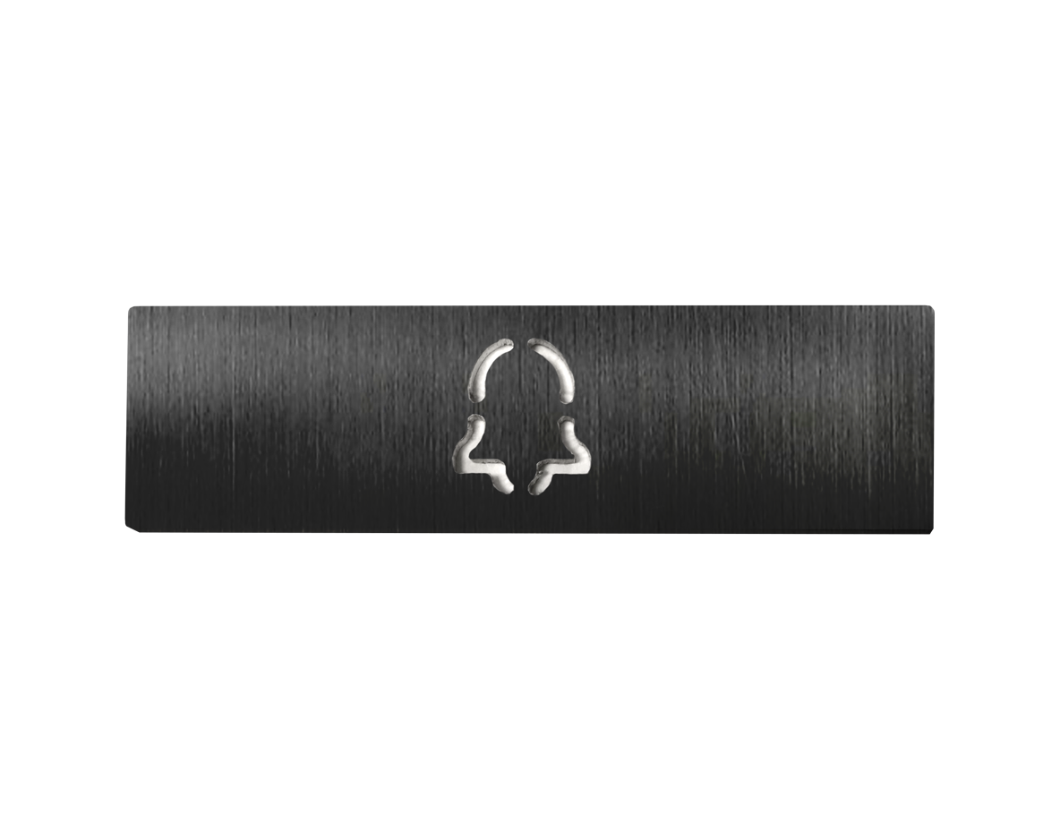 DoorBird engraved nameplate in brushed titanium-coated stainless steel, rectangular plate