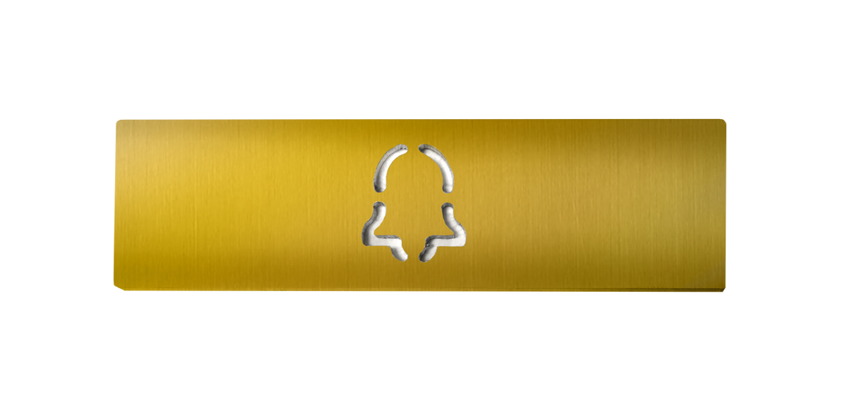 Gold engraved nameplate for call button with doorbell icon