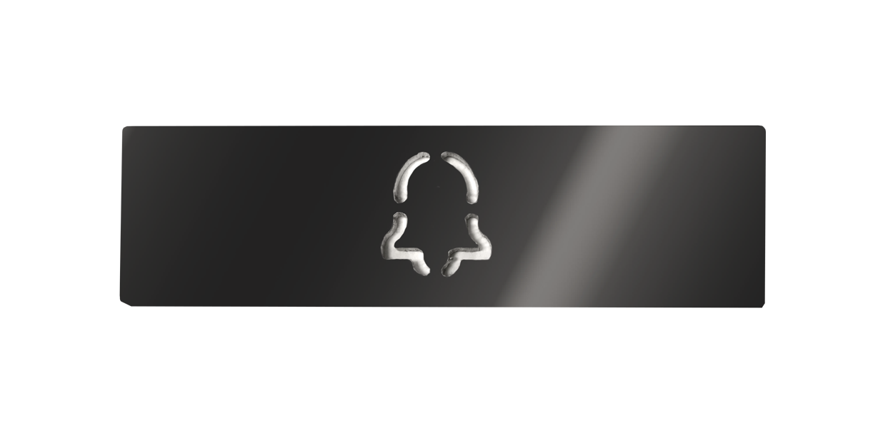 Titanium-coated stainless steel doorbell nameplate with engraved DoorBird logo