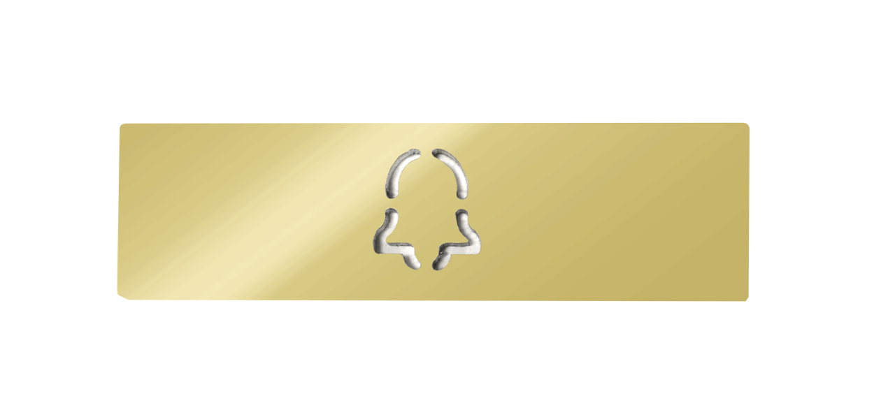 Brass engraved nameplate with call button icon