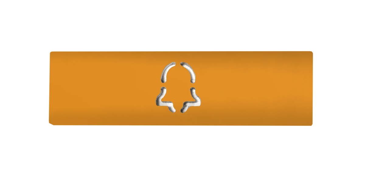 Sun yellow engraved door nameplate with bell icon cutout