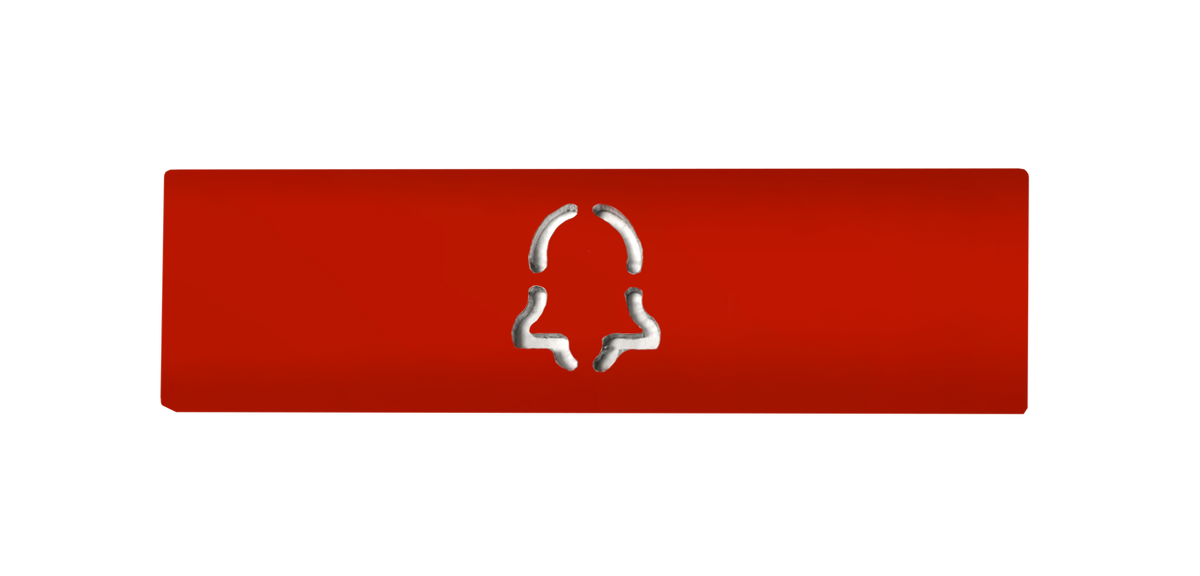 DoorBird engraved nameplate in flame red with call bell icon