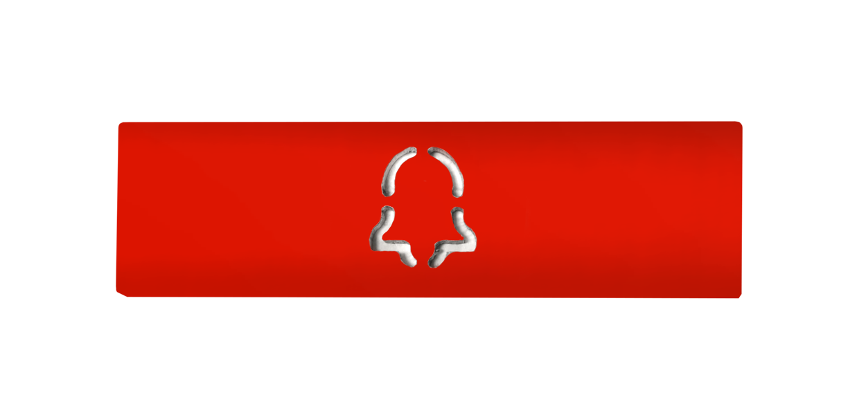 Pure red engraved nameplate with call icon