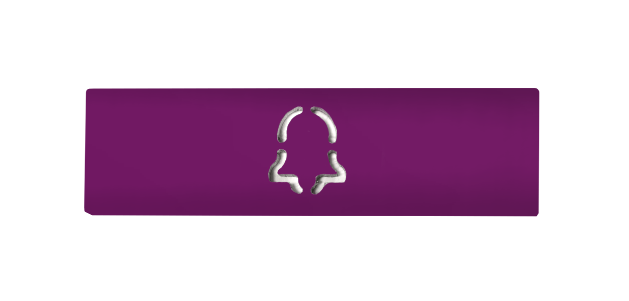 DoorBird engraved nameplate in traffic purple with call bell icon