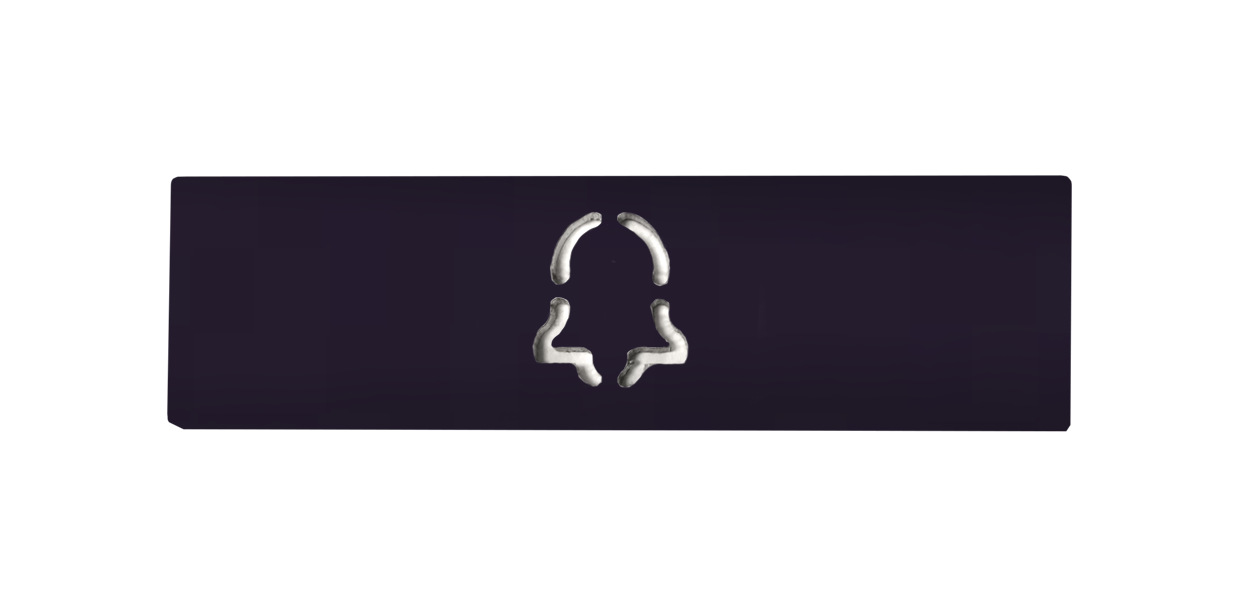 DoorBird engraved nameplate with call bell icon, dark rectangular plate