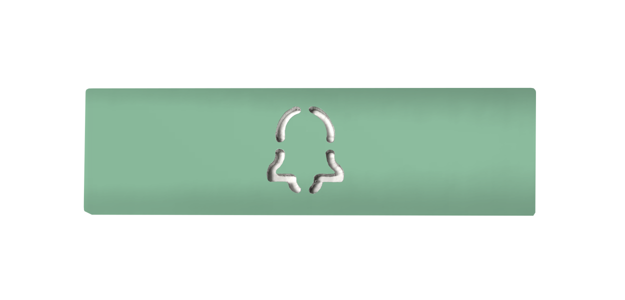 DoorBird engraved nameplate in pastel green with doorbird symbol