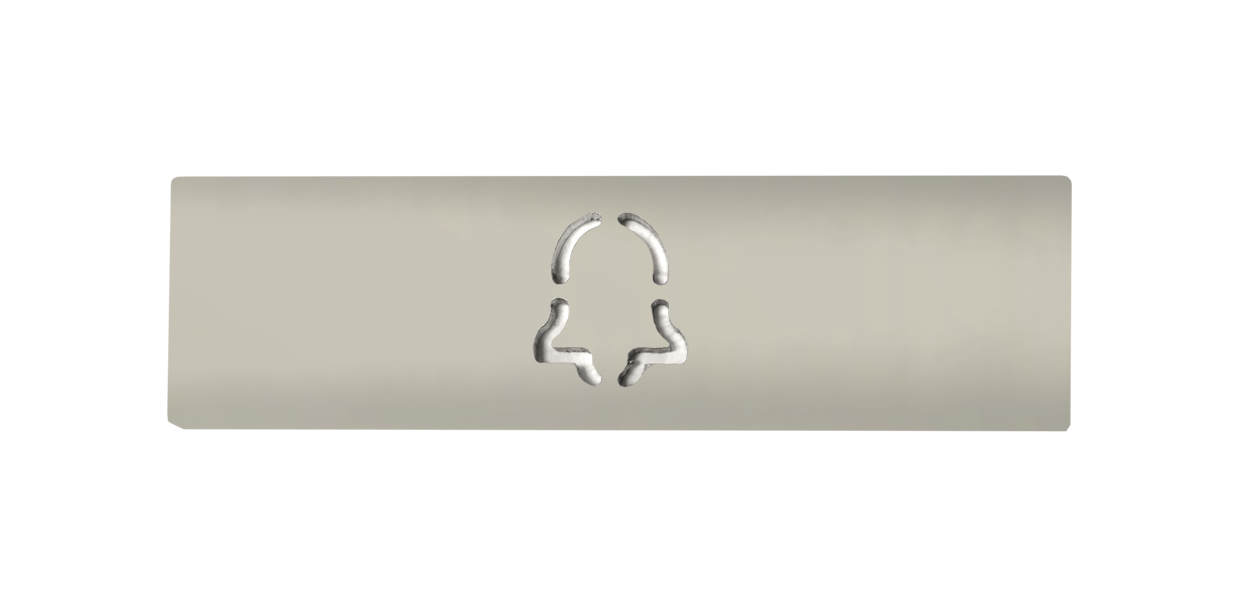 Grey-white engraved doorbell nameplate with call icon cutout