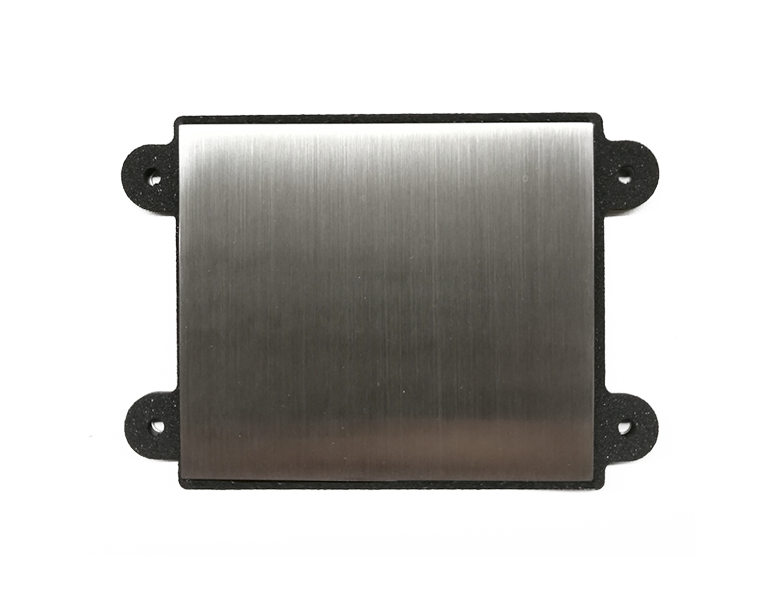DoorBird engravable stainless steel panel with brushed finish and mounting holes