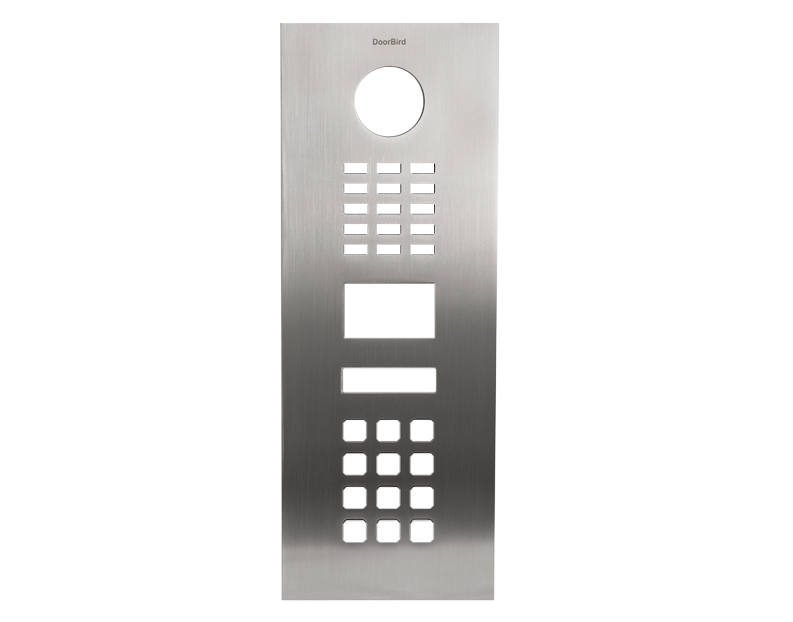 DoorBird stainless steel door entry front panel with button grid