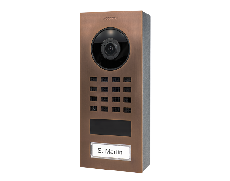 DoorBird D1101V Surface-Mount IP Video Door Station, 1 Call Button in Bronze