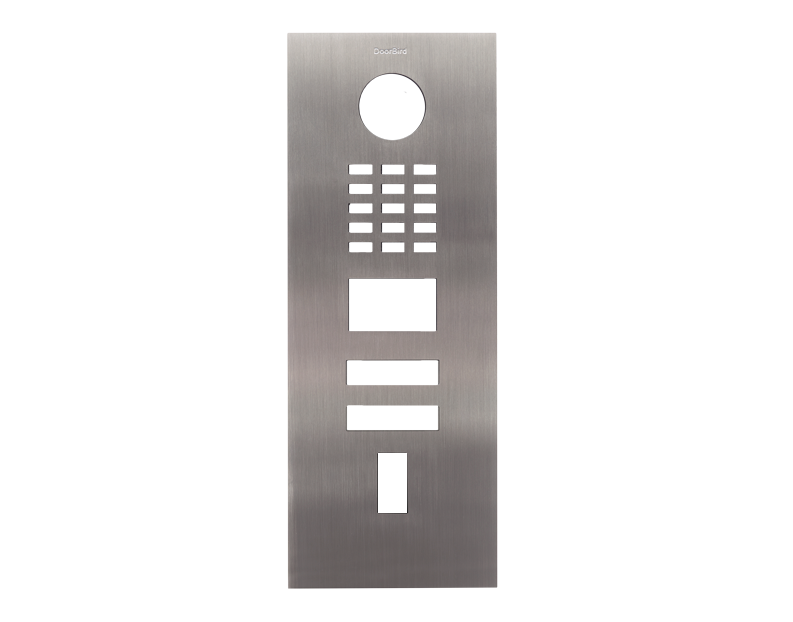 DoorBird stainless steel fingerprint front panel with circular sensor and key keypad