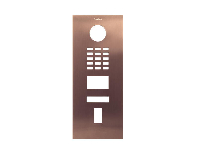 Bronze door front panel with circular sensor opening and numeric keypad