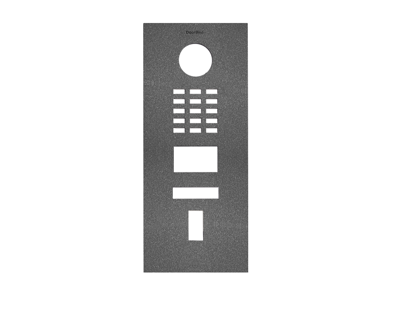 DoorBird stainless steel front panel with circular fingerprint sensor and keypad buttons