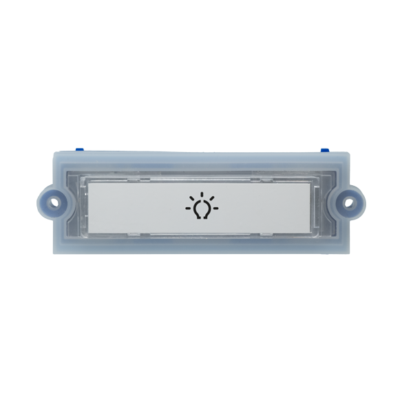 DoorBird rectangular light push button with sun icon, gray plastic face