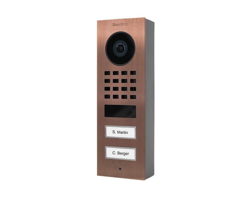 DoorBird D1102V-S Surface-Mount IP Video Door Station, 2 Call Button in Bronze